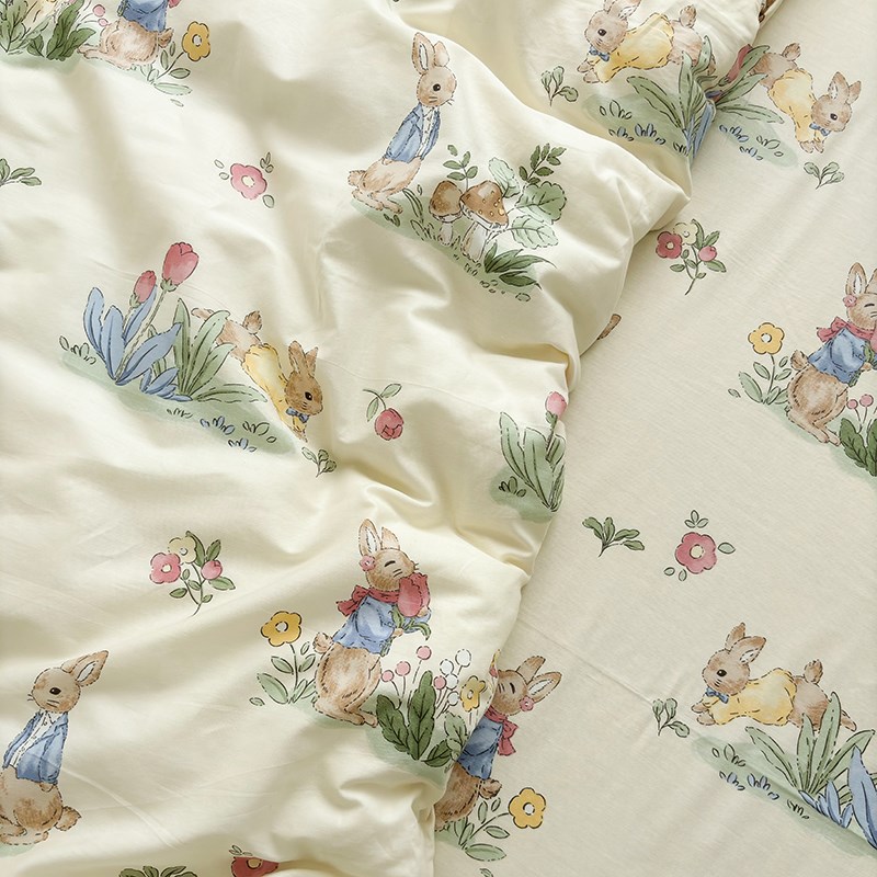花园兔可爱儿童床单单件全棉学生宿舍被单1.5床笠可配3四件套