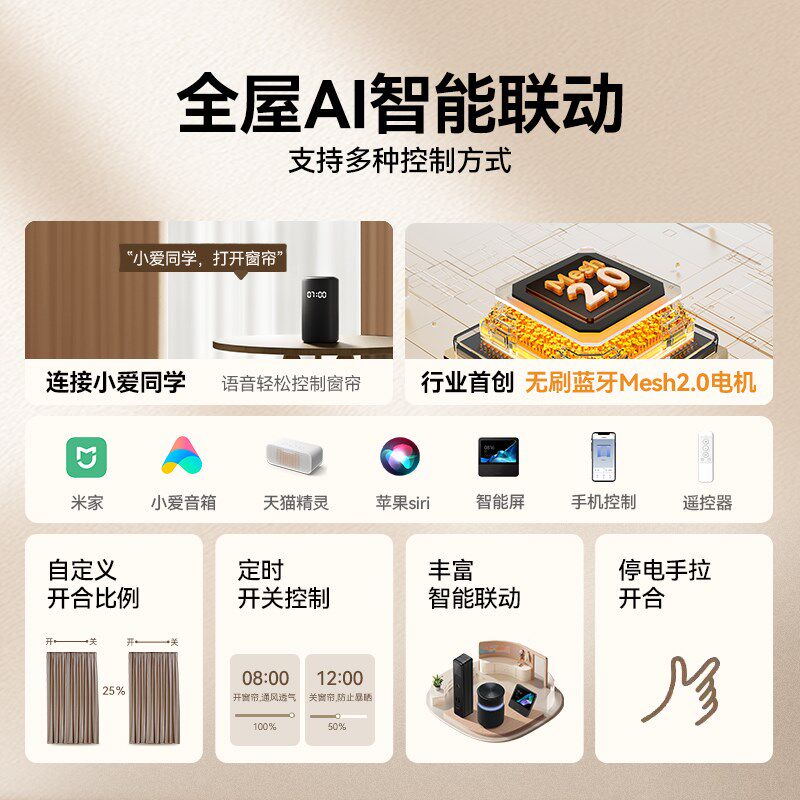 科创者mini4A电动窗帘轨道智能全自动电机L型U型弯已接入米家APP