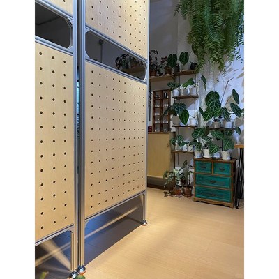 顶天立地免打孔入户玄关收纳洞洞板衣帽架桦木海洋板铝挤型材料隔
