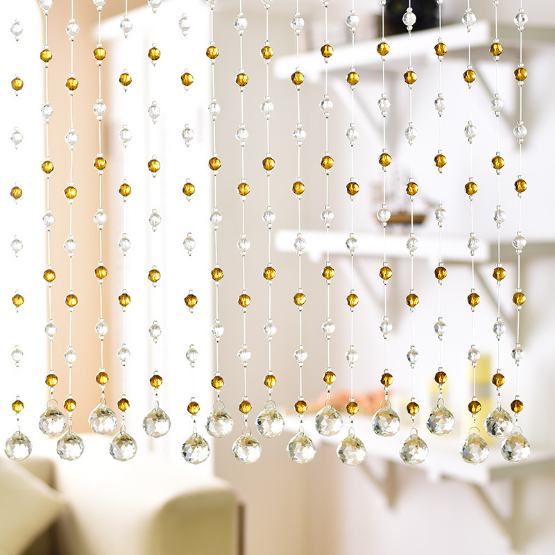 新款水晶珠帘客厅隔断帘奢华卧室门帘网红结婚珠帘免打孔装饰挂帘