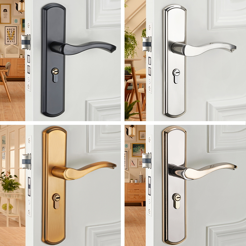 免改孔门锁家用通用型门把手卧室室内房间铝合金锁具卫生间木门