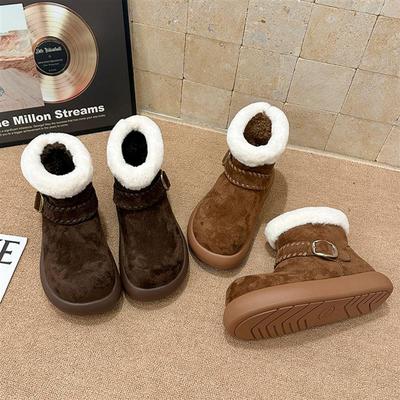 厚底丑萌大头雪地靴女2025秋冬新款加绒加厚棉鞋小土豆毛毛鞋短靴