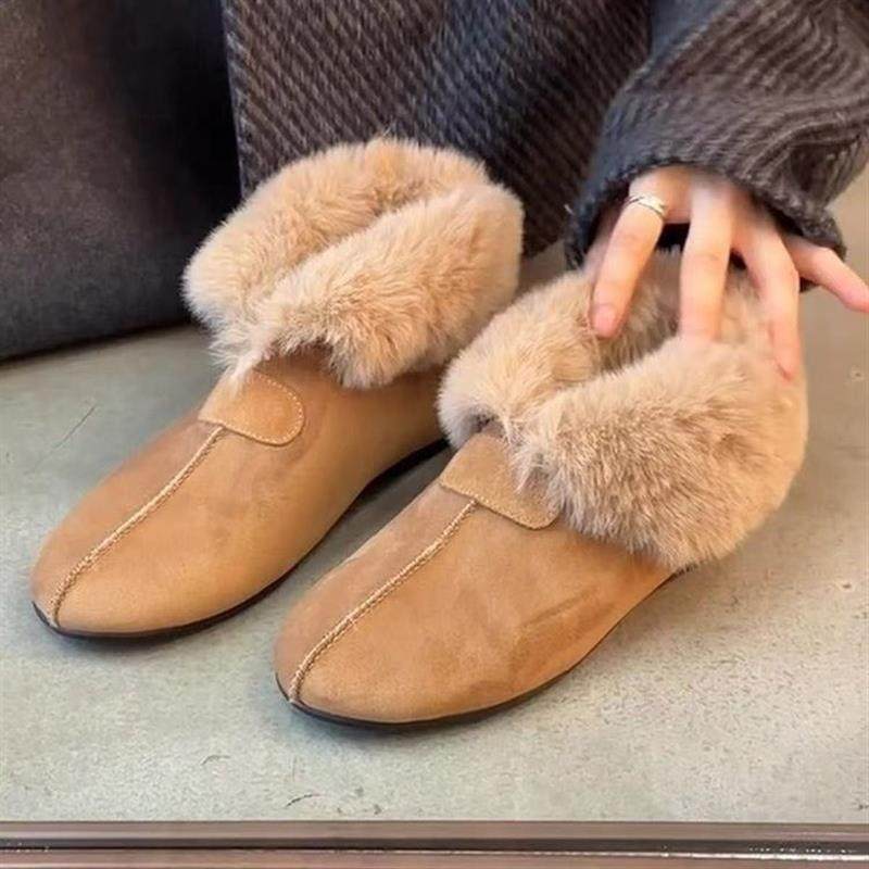 2025新款时髦复古磨砂皮一脚蹬棉鞋女简约加绒保暖平底毛毛单鞋女,女鞋,棉鞋,淘宝优惠券,粉丝福利购,淘宝优惠卷