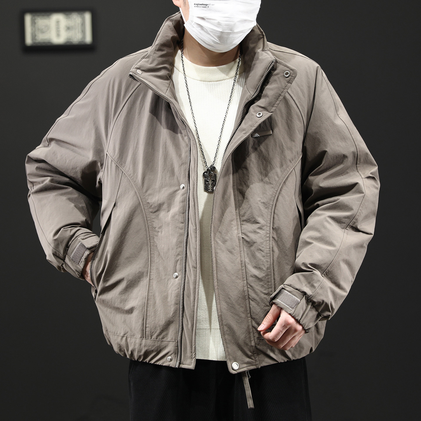 【冬季鸭绒立领保暖羽绒服外套】