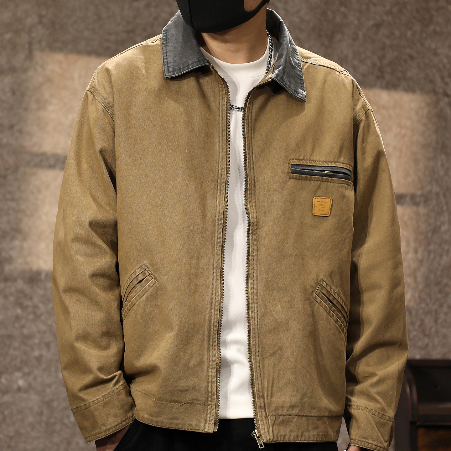 美式高街底特律工装夹克男2025秋冬新款复古痞帅休闲加棉翻领外套,男装,夹克,淘宝优惠券,粉丝福利购,淘宝优惠卷