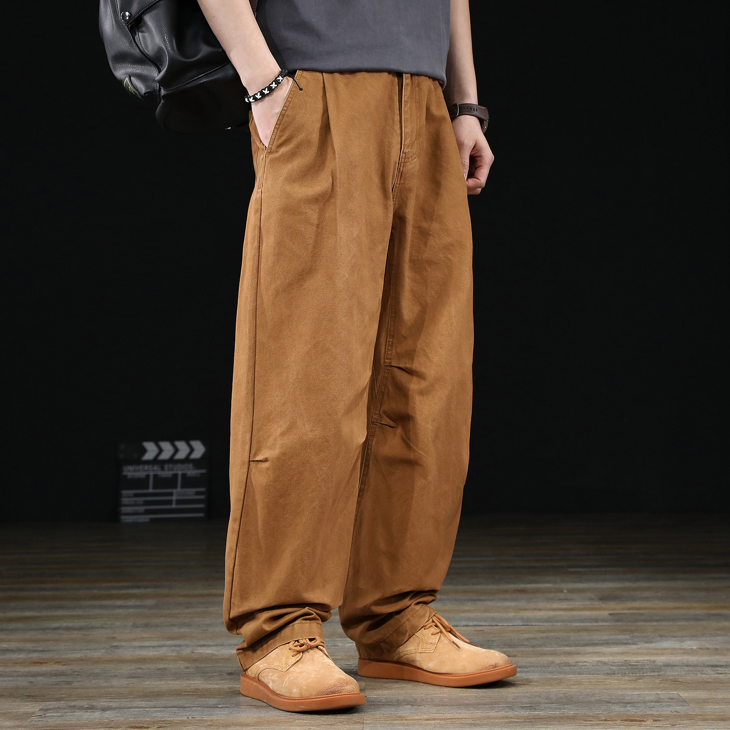 简约日系高级感工装直筒休闲裤男士春季新款阔腿百搭宽松长裤子男,男装,休闲裤,淘宝优惠券,粉丝福利购,淘宝优惠卷
