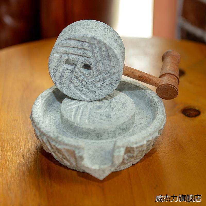 家用石磨青石石磨磨豆浆豆腐五谷粉手推拐传统仿古小石磨石碾磨盘
