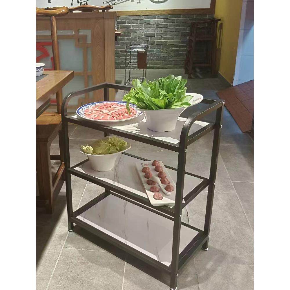 不锈钢火锅店菜架三层串串香烤肉餐厅饭店推车厨房收纳多层置物架
