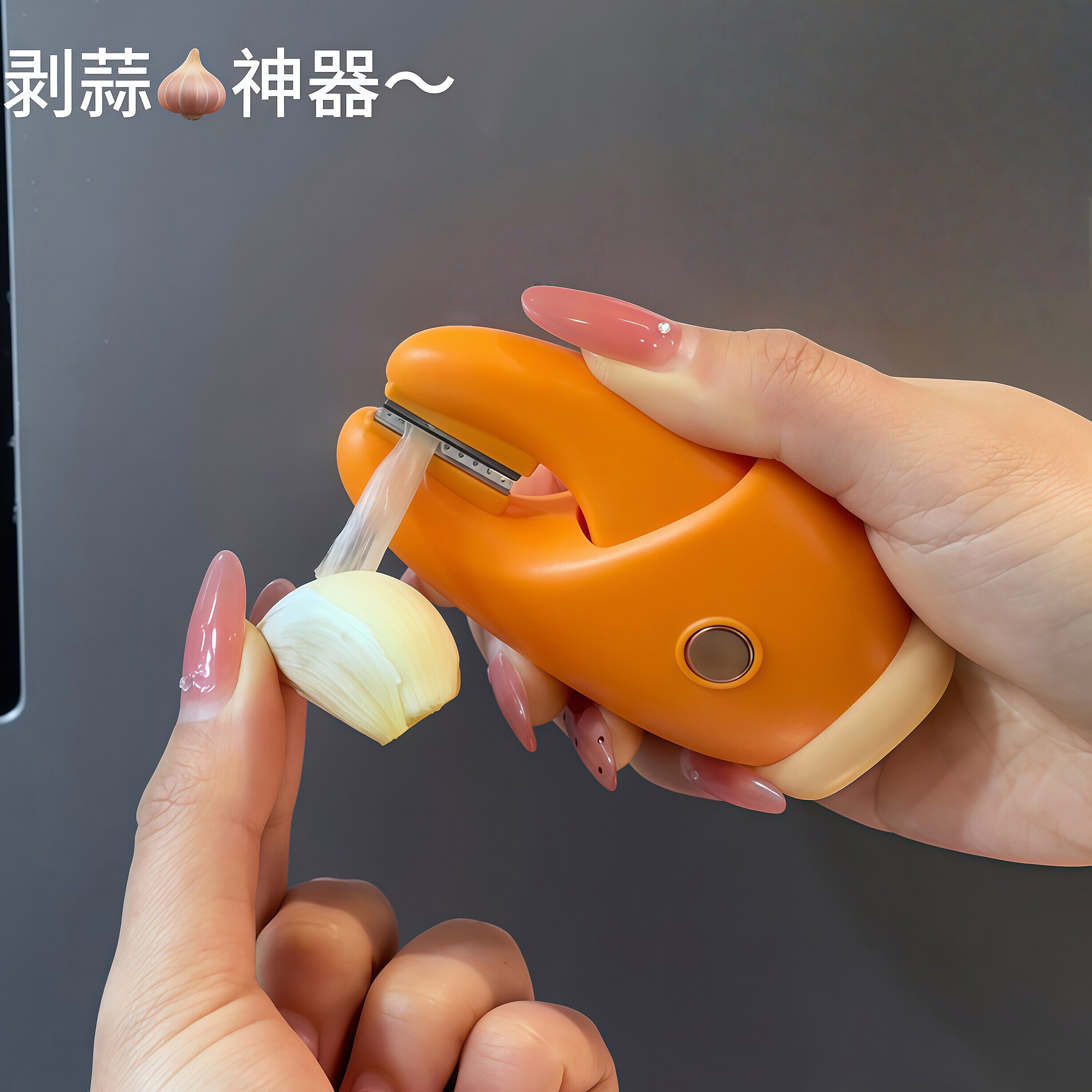 带磁吸！蟹钳剥蒜器手动去皮神器家用生姜大蒜多功能去皮器去蒂器