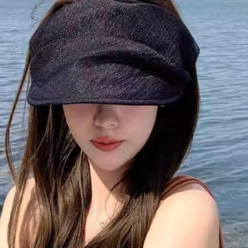 2025新款网纱帽子褶皱黑色空顶