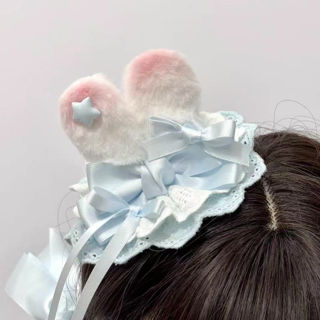 可爱蝴蝶结甜美少女耳朵发夹软妹
