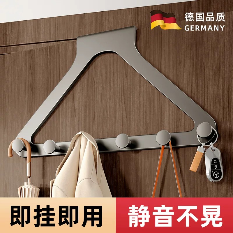 门后挂钩免打孔挂衣架卧室床尾晚上放脱下的衣服神器不占空间挂架