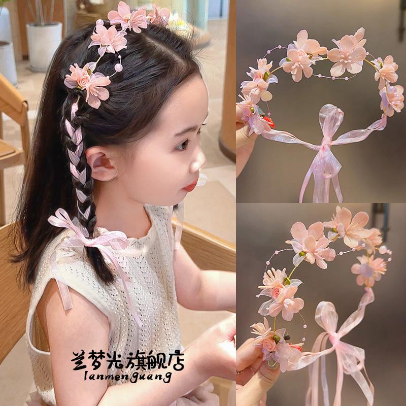 森系超仙编发飘带女童花环