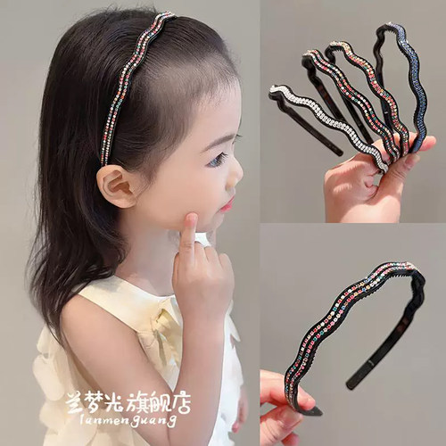 2026新款儿童发饰彩钻波浪发箍