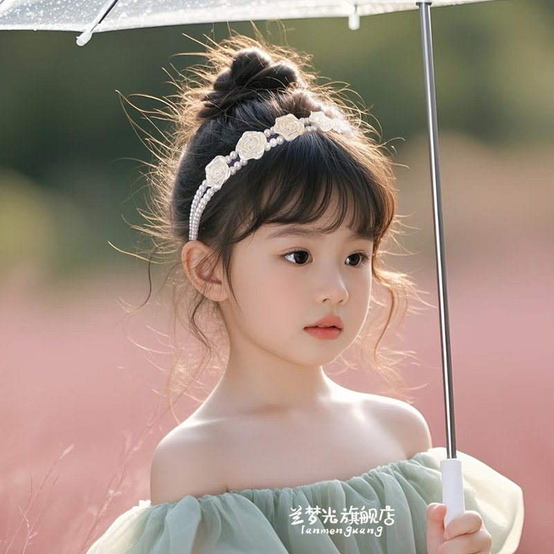 高级感法式双层玫瑰珍珠发箍