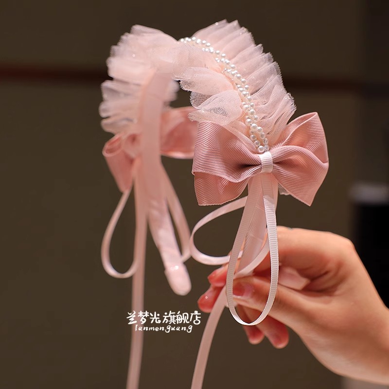 儿童洛丽塔发箍珍珠网纱显高级