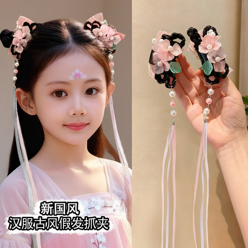 儿童假发辫抓夹女童古风超仙头花