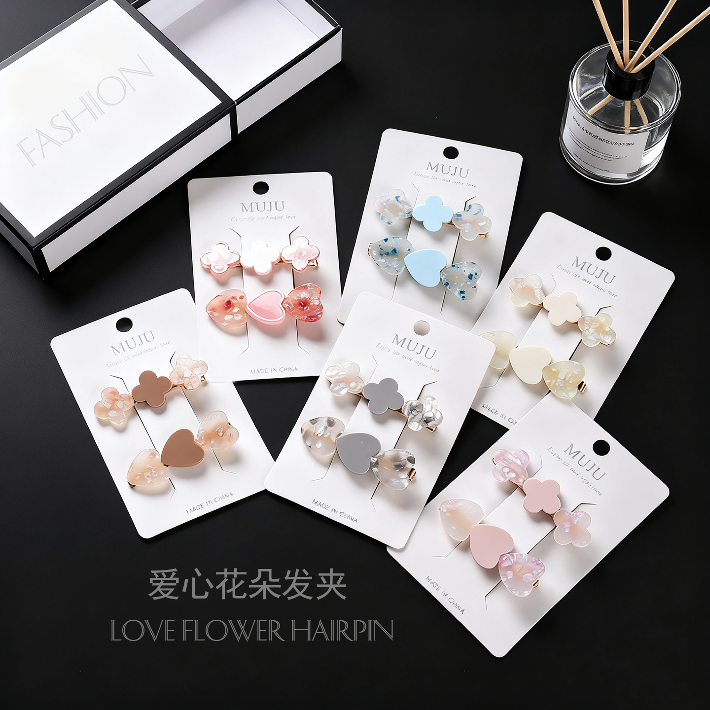 儿童发夹女童可爱风爱心花朵发饰