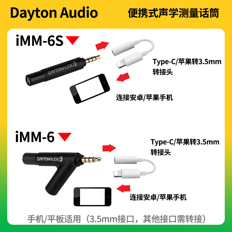 美国dayton audio tools达通imm-6cs手机iphone测试量麦克风话筒