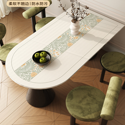 美式弧形半圆岛台餐桌垫轻奢高级感桌布椭圆桌垫防水防油隔热盖布