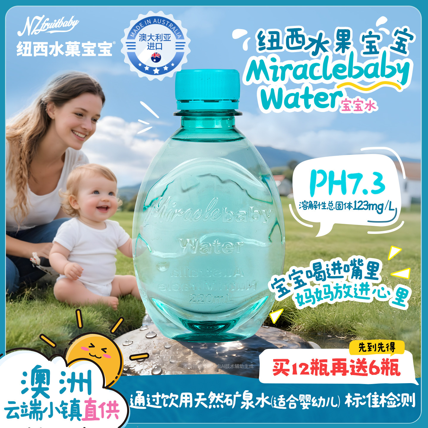 纽西水菓宝宝饮用天然水宝宝水母婴儿童泡奶澳大利亚进口矿泉水