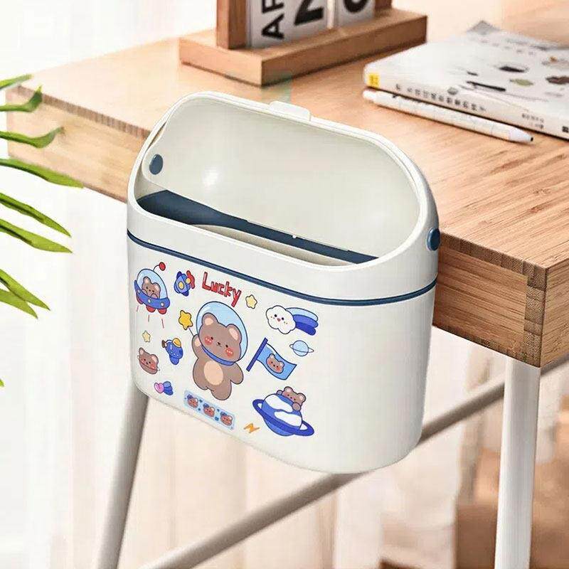 壁挂式垃圾桶卫生间小号桌面客厅茶几带盖极窄型办公室收纳桶纸篓