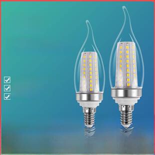 Obus家用Led灯泡E14小螺丝银拉尾14W16W节能水晶吊灯光源