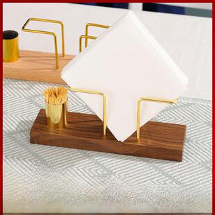 立式纸巾架胡桃木卷纸架商用西餐厅餐桌酒店高级感方形餐巾纸压台