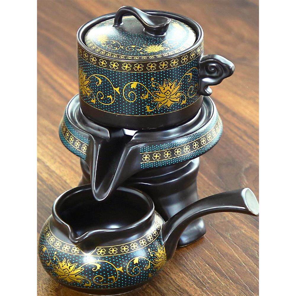 自动茶壶配件懒石磨创意陶瓷功夫茶具旋转出水口冲泡茶盘全套