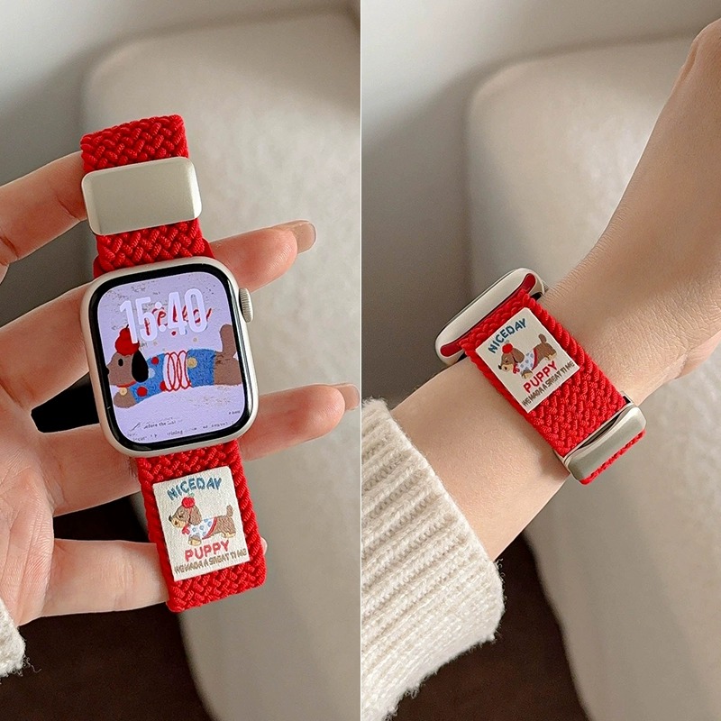 适用苹果手表s11磁吸腕带腊肠狗