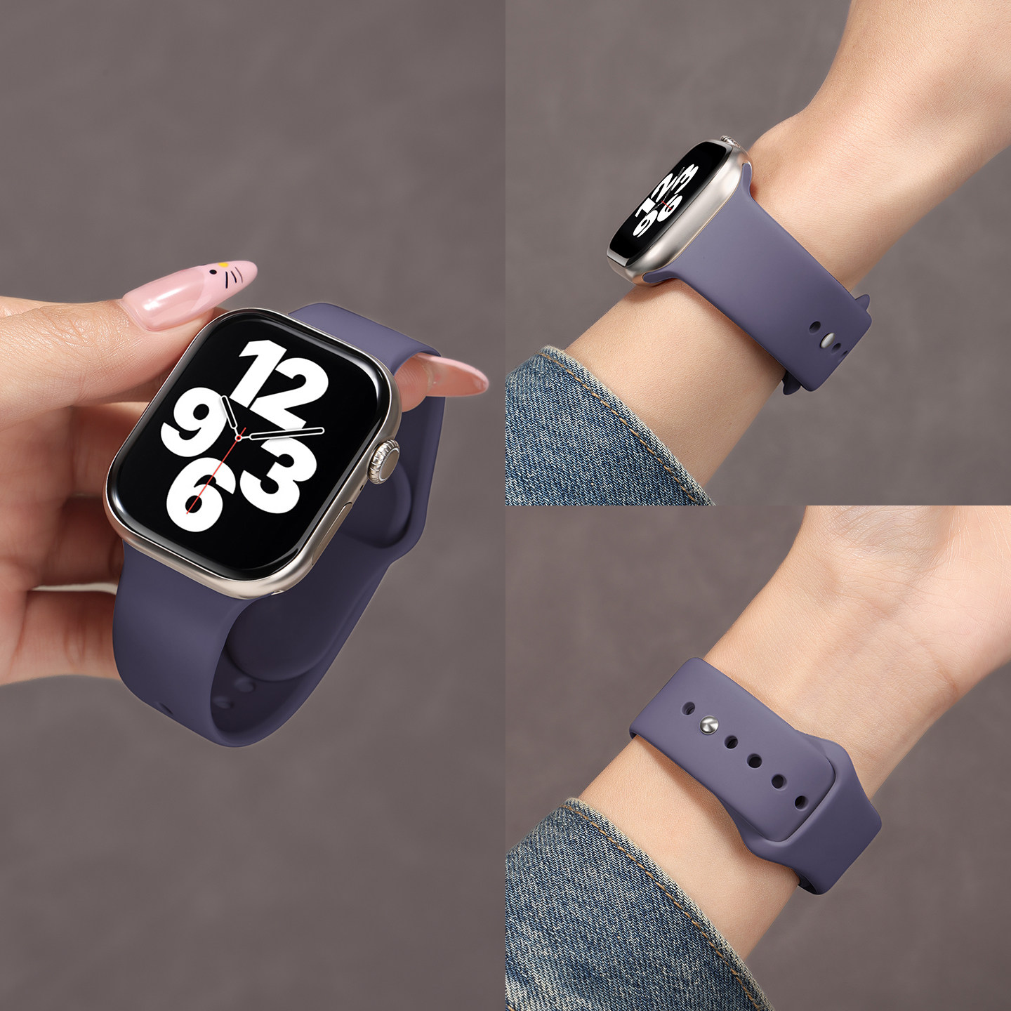 适用苹果手表applewatch11磁吸液态硅胶表带s10轻奢高级感运动型腕带ultra3新款高颜值质感酒红色男女se9/8/7
