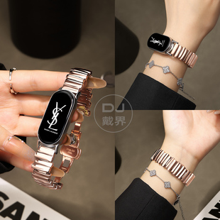 适用小米手环10表带新款9手表带运动8手环不规则金属双蝴蝶扣腕带nfc版运动创意个性女生替换配件防水女款