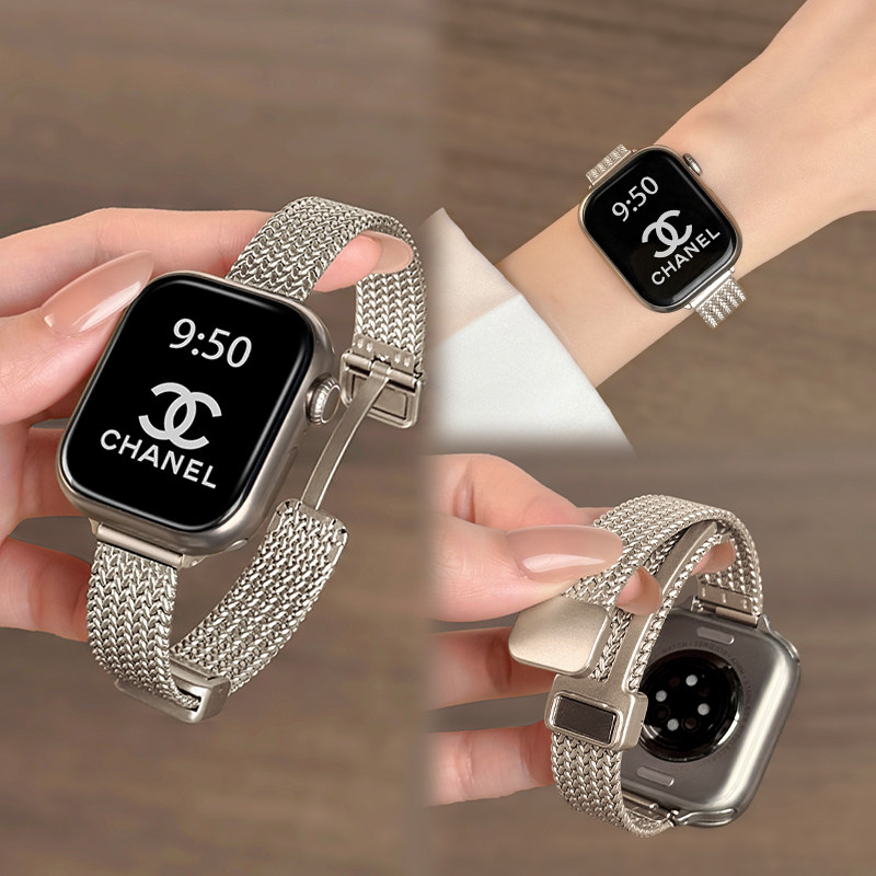 适用AppleWatch麦穗表带金属图片