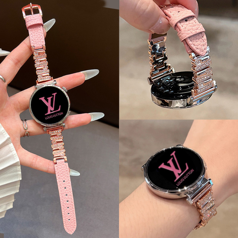 适用华为gt6爆闪镶钻真皮腕带