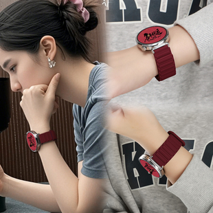 张婧仪同款适用华为gt6表带gt5手表watch5系列红色watchgt5腕表女款pro新款gt4女士gt3硅胶女运动gt磁吸秋冬