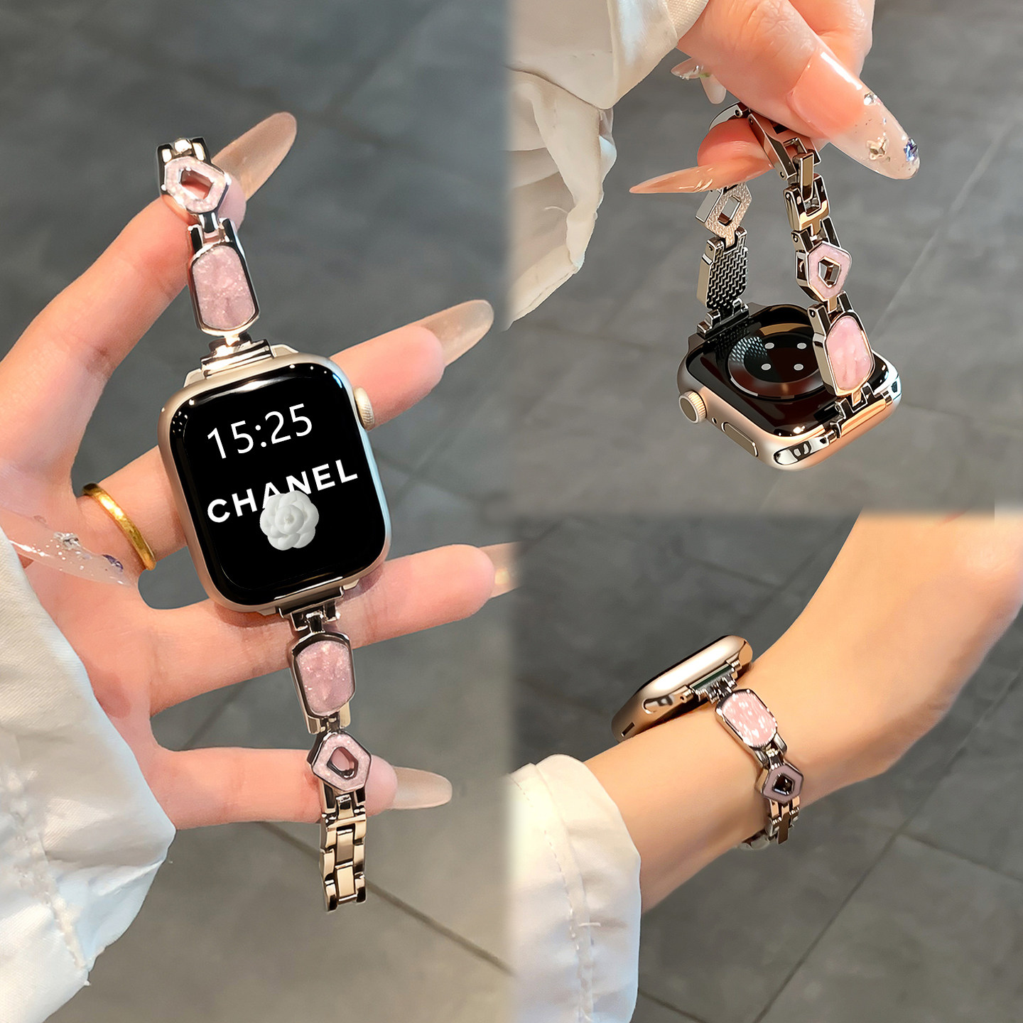 超好看表链适用apple手表带韩系iwatch11夏季女款series11苹果专用新品款s10金属腕带s9手链ultra3女生高级感