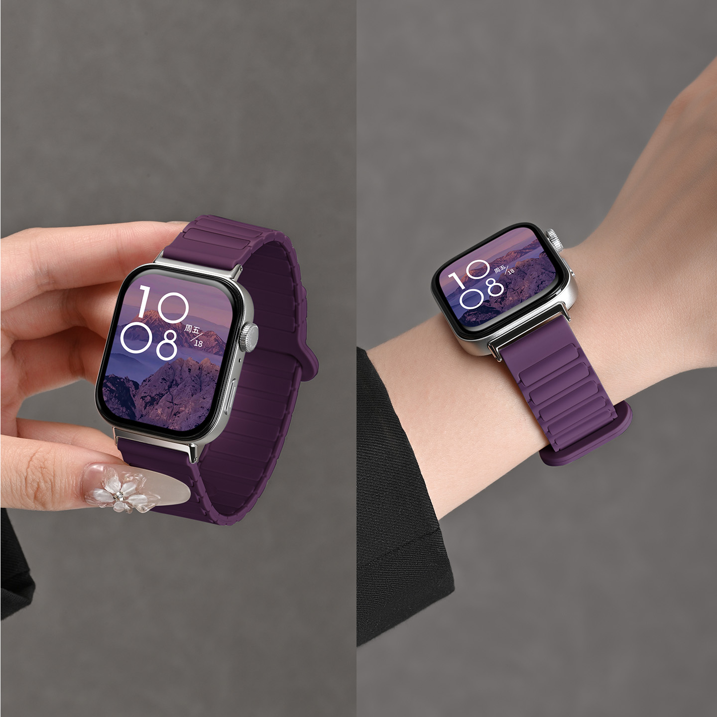 适用华为FIT3手表表带高级感磁吸watchFIT4硅胶运动男女生舒适紫色腕带女款智能FIT4pro版小众夏日原装新款