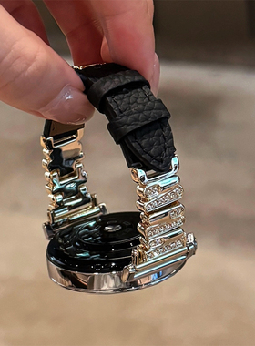 适用华为GT6表带GT5手表女不规则watch5镶钻拼皮质腕表gt4新款gt3pro表带轻奢gt3时尚高级女士表链GT2原装女