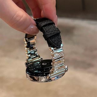 女 高级女士表链GT2原装 适用华为GT6表带GT5手表女不规则watch5镶钻拼皮质腕表gt4新款 gt3pro表带轻奢gt3时尚