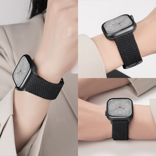 适用applewatchS10苹果手表回环式表带s9编织s8磁吸女款腕带ultra2表链新款尼龙编织iwatch10男士原装替换