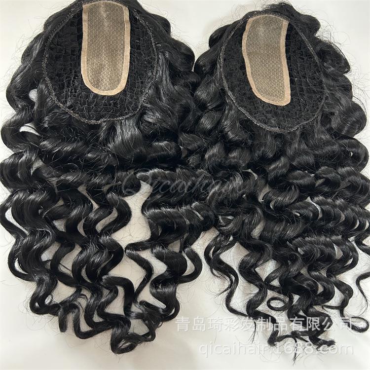 T型递针刘海假发片真人发发片遮白发假发片渔网配件