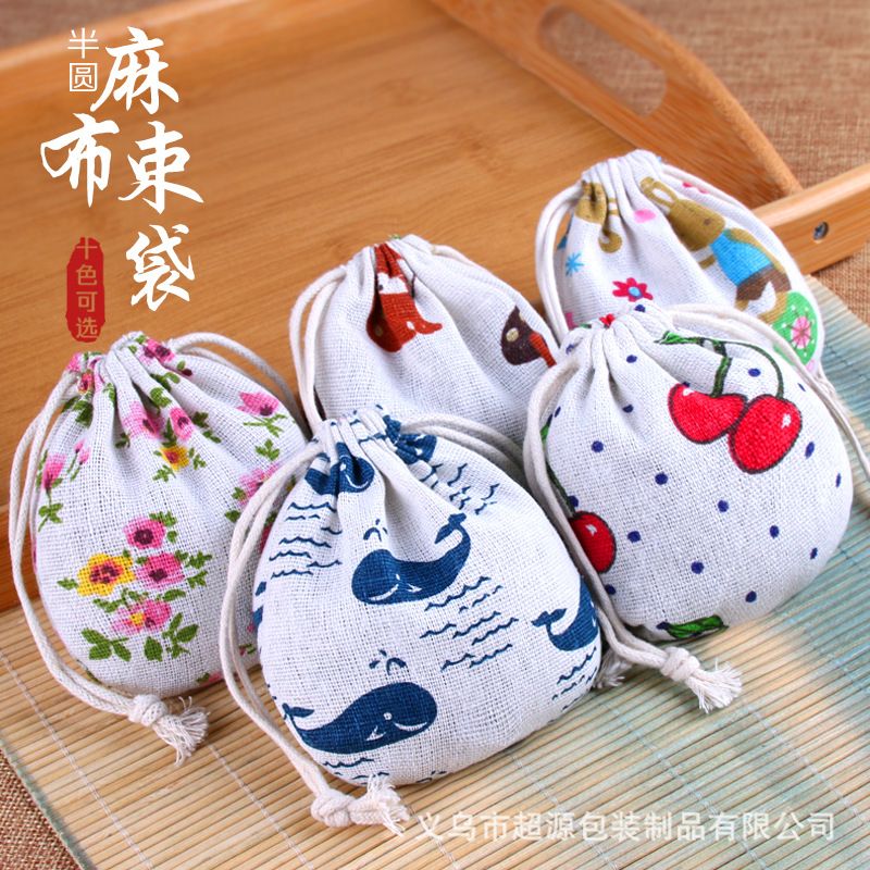 跨境跨境热卖 饰品首饰收纳圣诞礼品袋香囊香包抽绳袋 仿麻布束口