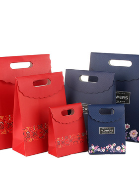 跨境红色民族风礼物袋 碎花礼袋子 手提袋包装袋礼物袋节日礼品