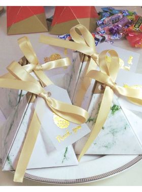 跨境欧式伴手礼盒绿色三角现货结婚喜糖盒