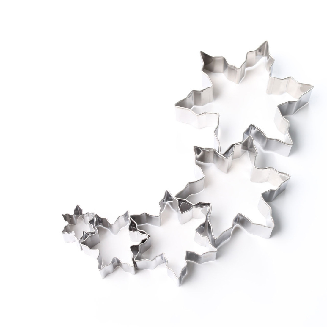 跨境家用烘焙曲奇饼干模具 圣诞雪花不锈钢切模套装雪花饼干切模5