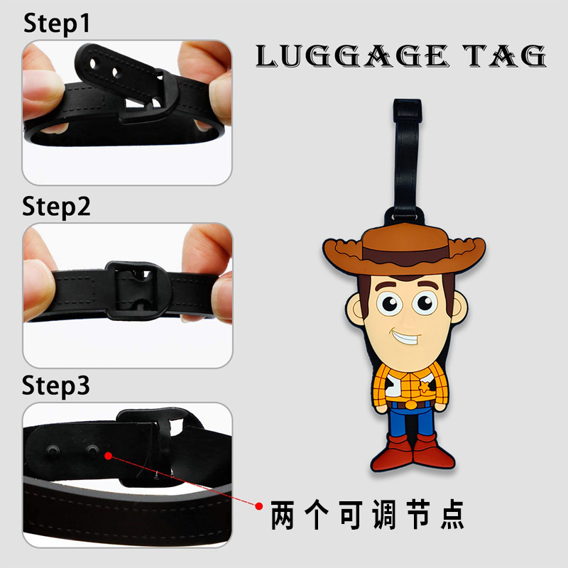 跨境玩具总动员旅行挂件吊牌箱包配饰防丢失登机牌 卡通pvc软胶行