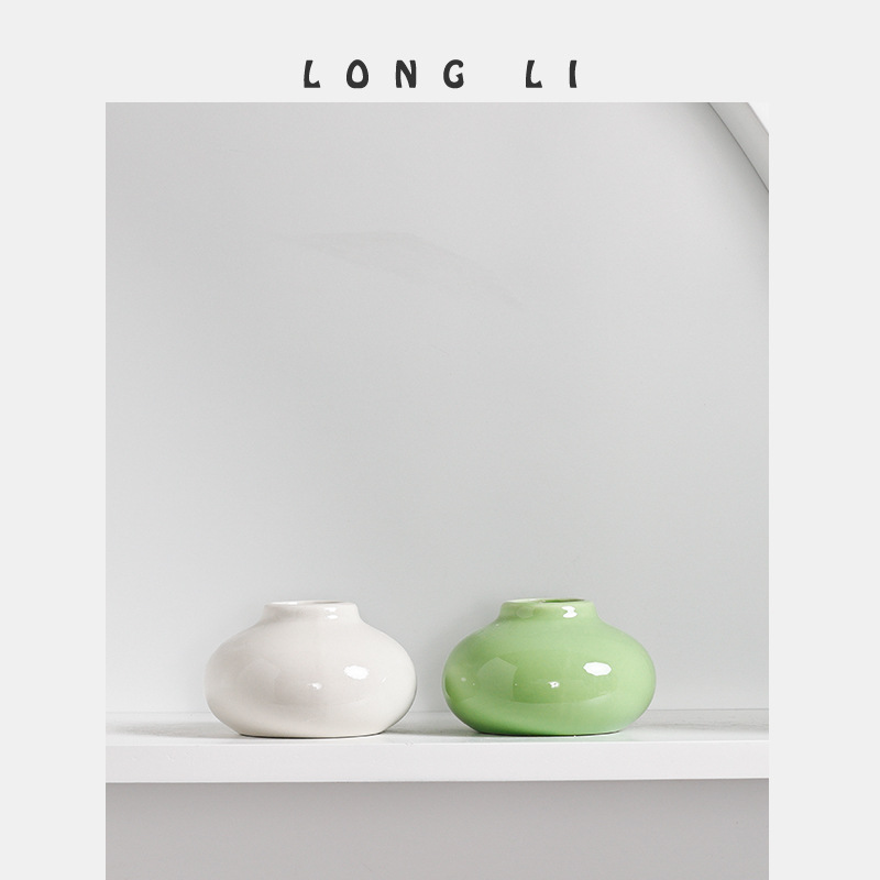 跨境隆利陶瓷花瓶ins简约日式家居客厅玄关摆件装饰软装干花水培