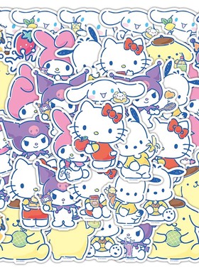 【大图释官方授权】kitty猫三丽鸥可爱卡通动漫贴纸创意装饰手账手机壳水杯保温杯防水贴画凯蒂Q版行李箱贴纸