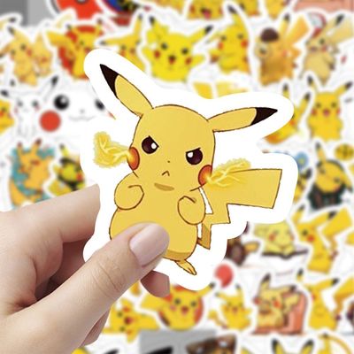 【大图释官方授权】118张皮卡丘动漫卡通可爱免裁剪涂鸦diy创意防水标签手账自粘贴画手机壳行李箱玩具贴纸