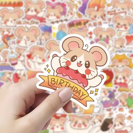 【大图释官方授权】120张卡通淘气鼠贴纸动物可爱ins防水diy手帐装饰手机壳卡通贴纸手账装饰电脑笔记本贴画